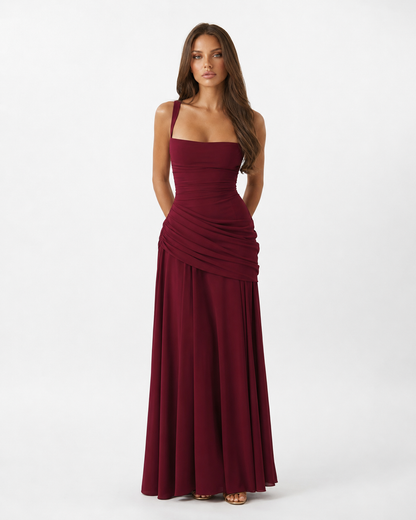 Lenara - Abito maxi drappeggiato con schiena con lacci
