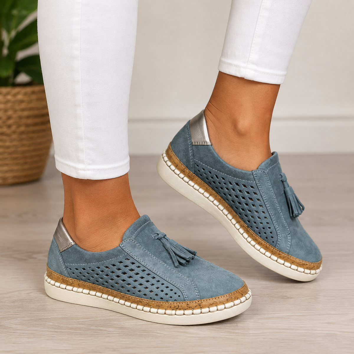 Christine - Mocassini in suede perforato