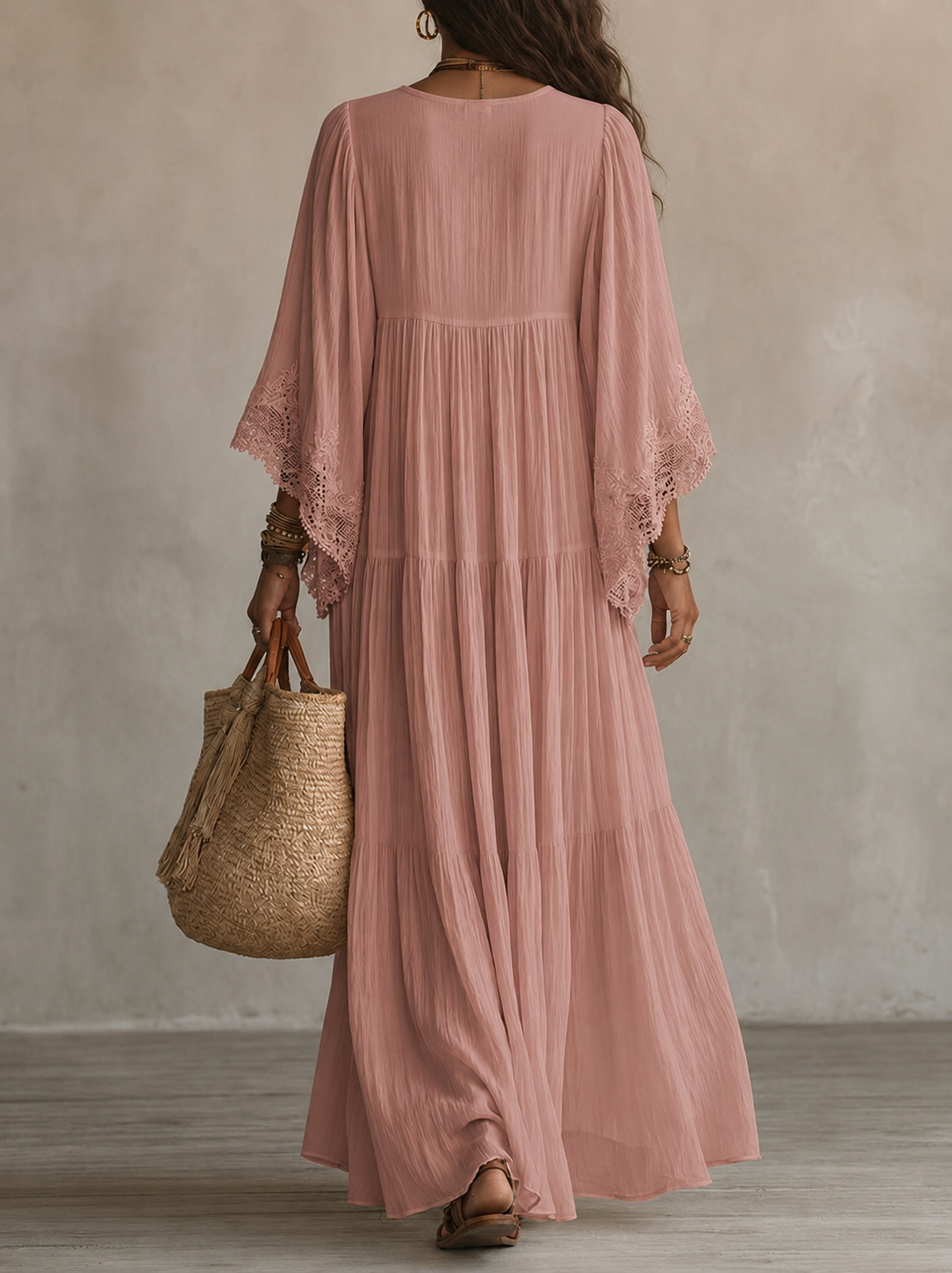 Rosalyn - Abito Maxiblu in Chiffon Color Crema