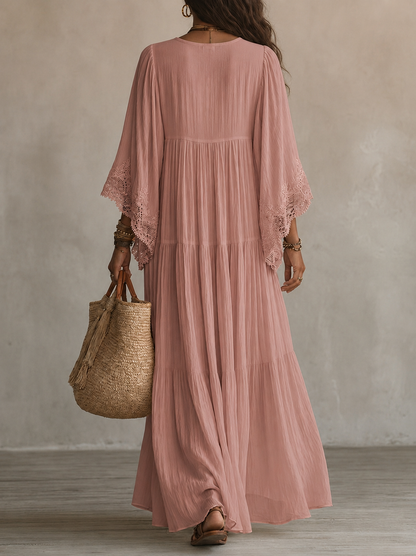 Rosalyn - Abito Maxiblu in Chiffon Color Crema