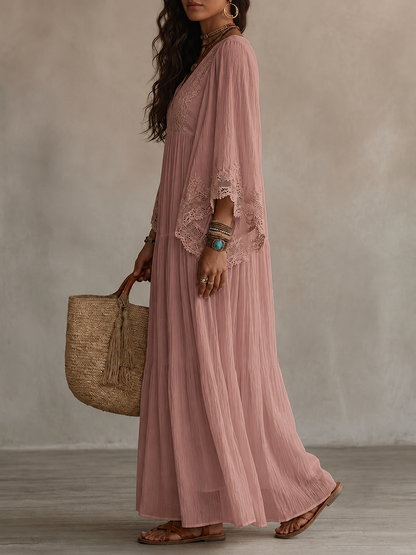 Rosalyn - Abito Maxiblu in Chiffon Color Crema