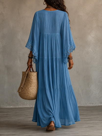 Ondina - Maxidress in Chiffon con Pizzo