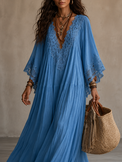 Ondina - Maxidress in Chiffon con Pizzo