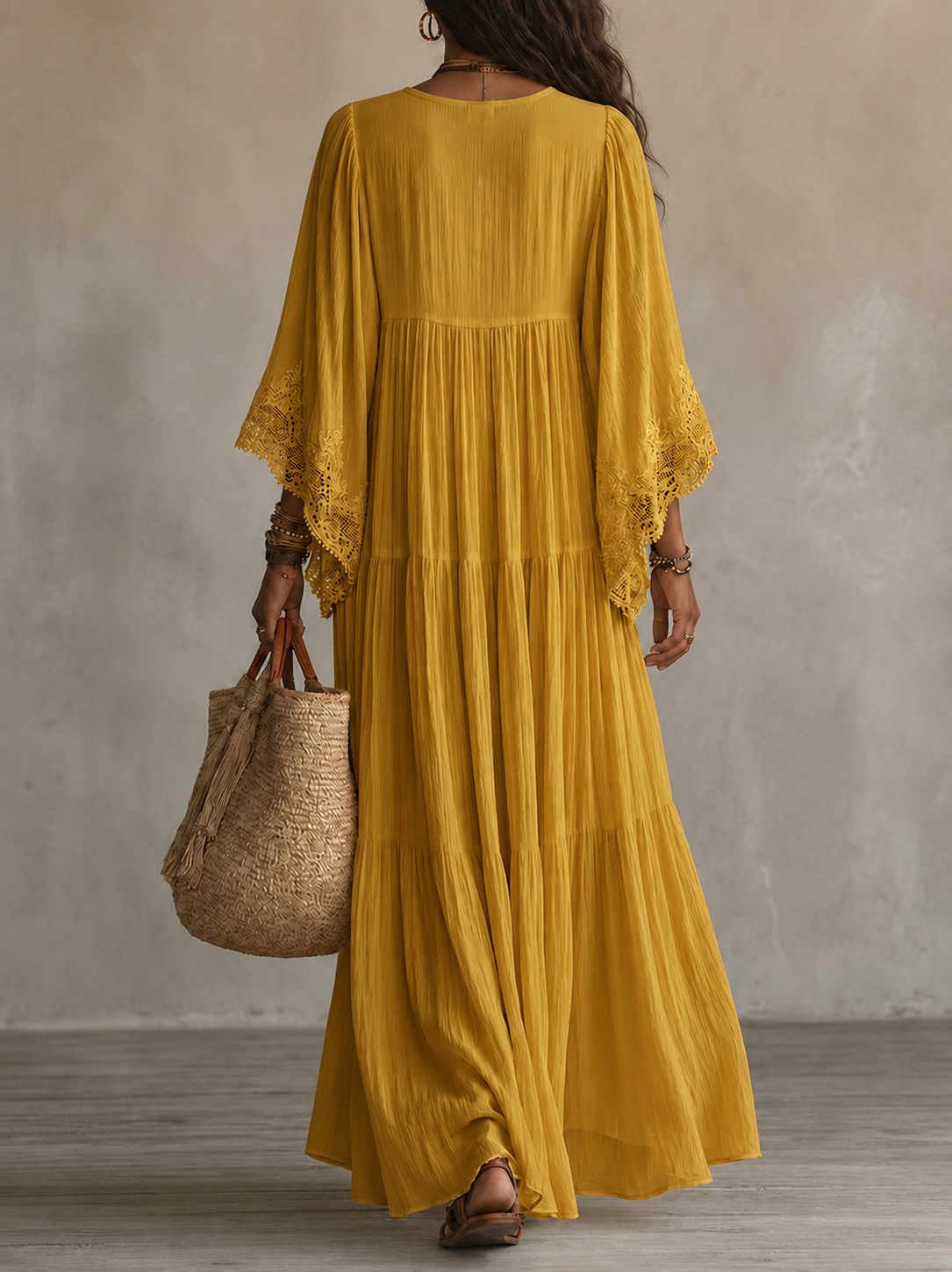 Rosalyn - Abito Maxiblu in Chiffon Color Crema