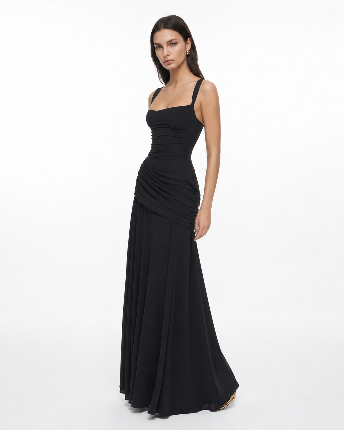 Lenara - Abito maxi drappeggiato con schiena con lacci