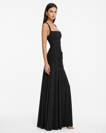 Lenara - Abito maxi drappeggiato con schiena con lacci