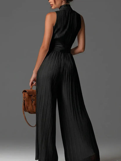 Kelley - Tuta Halterneck Pieghettata con Gamba Larga
