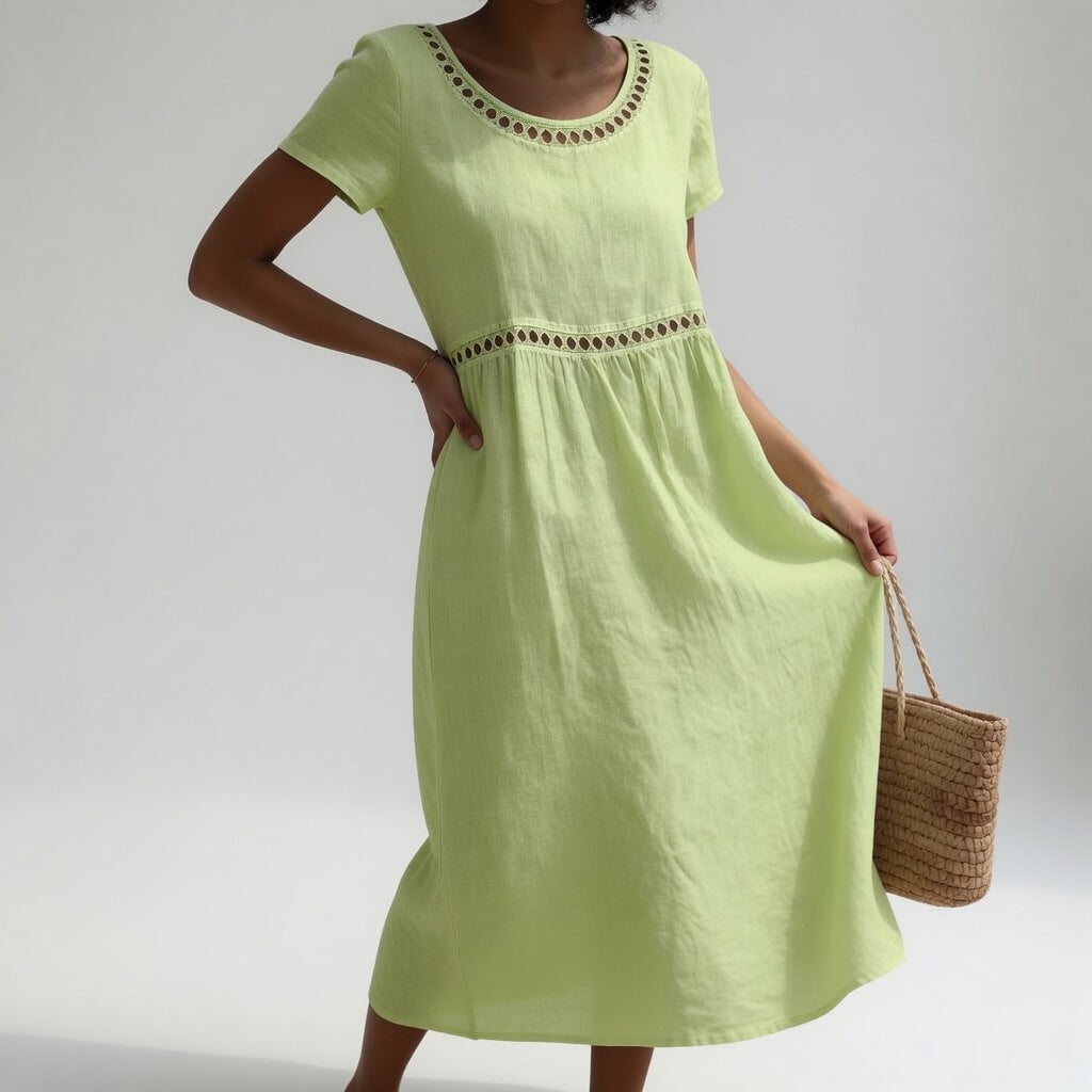 Margery - Abito midi in lino ricamato