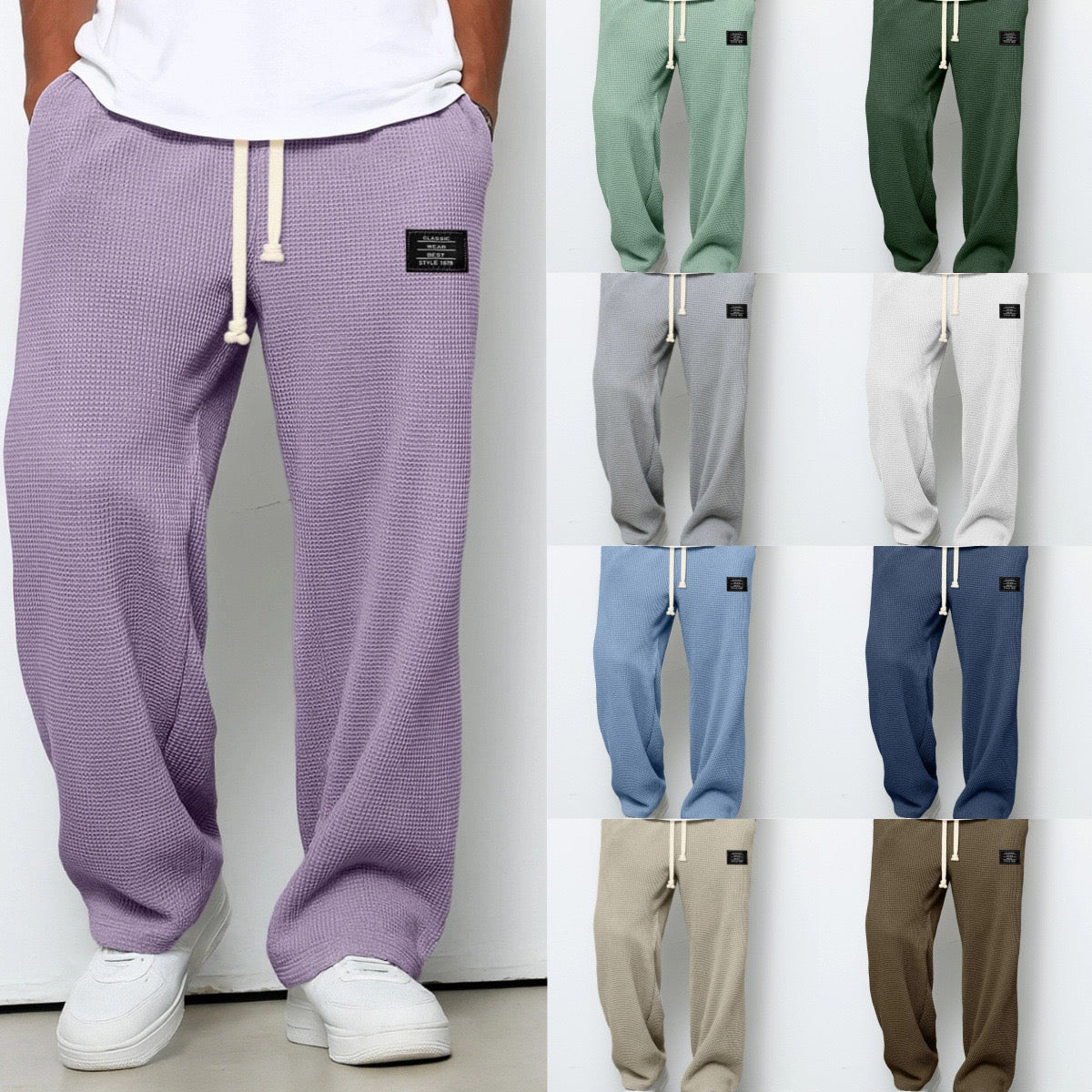 Halvard - Pantaloni da uomo casual con cordino