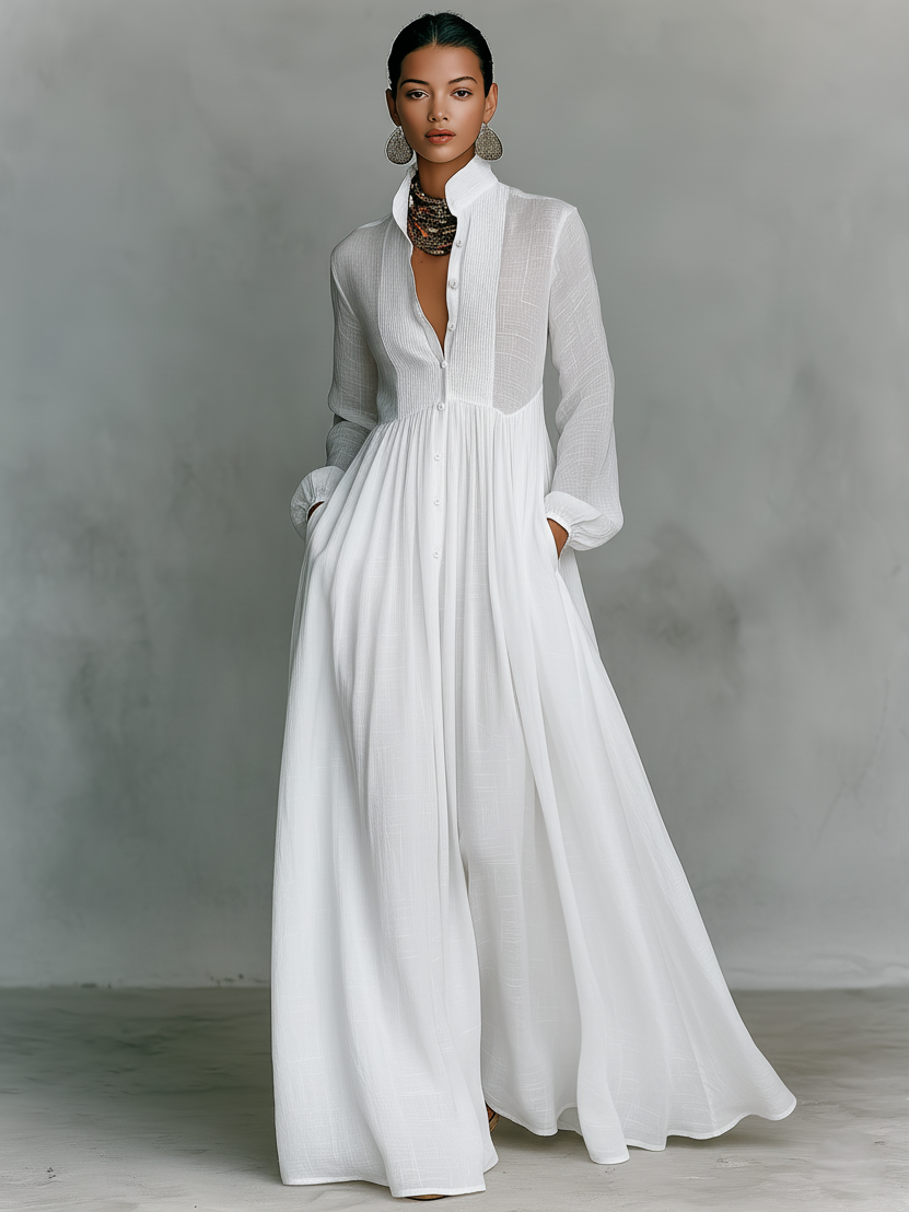 Lakisha - Abito Maxidress Patchwork con Collo Alto