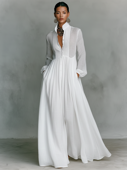 Lakisha - Abito Maxidress Patchwork con Collo Alto