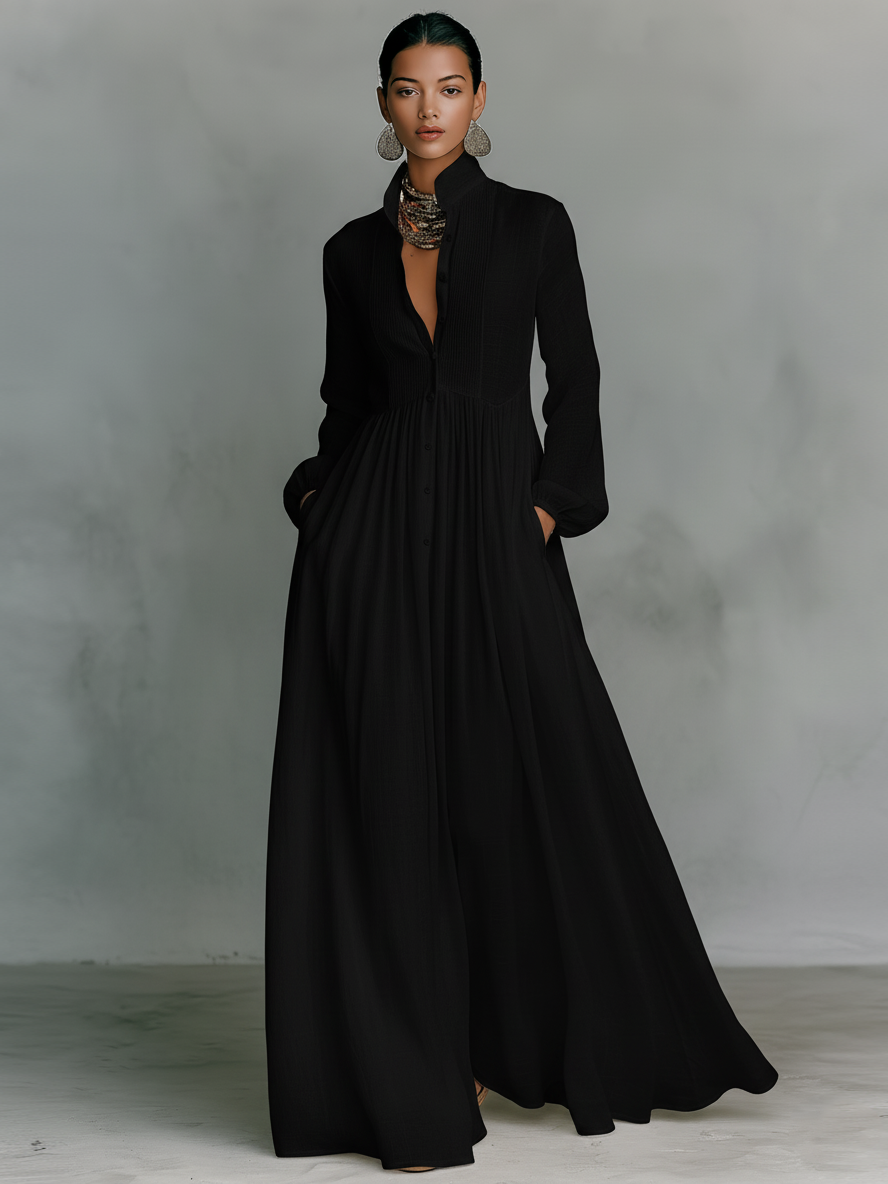 Lakisha - Abito Maxidress Patchwork con Collo Alto