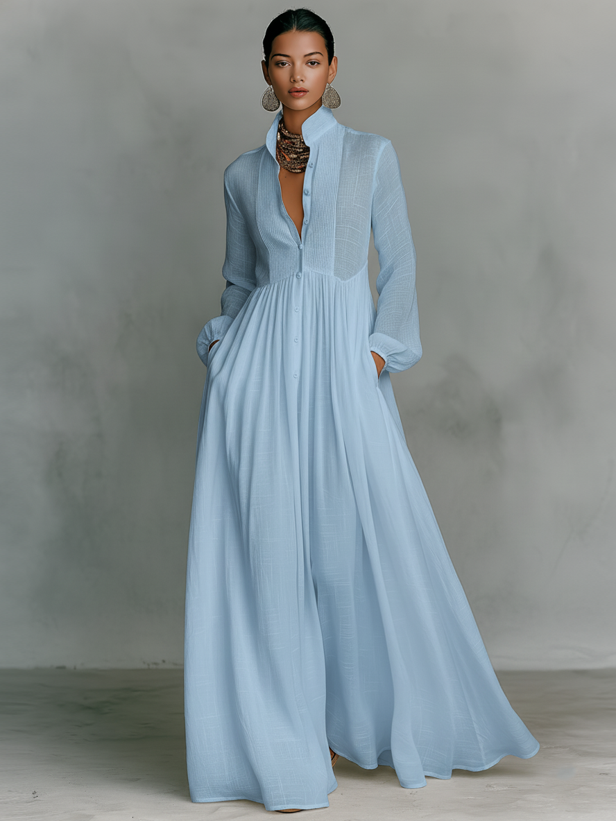 Lakisha - Abito Maxidress Patchwork con Collo Alto