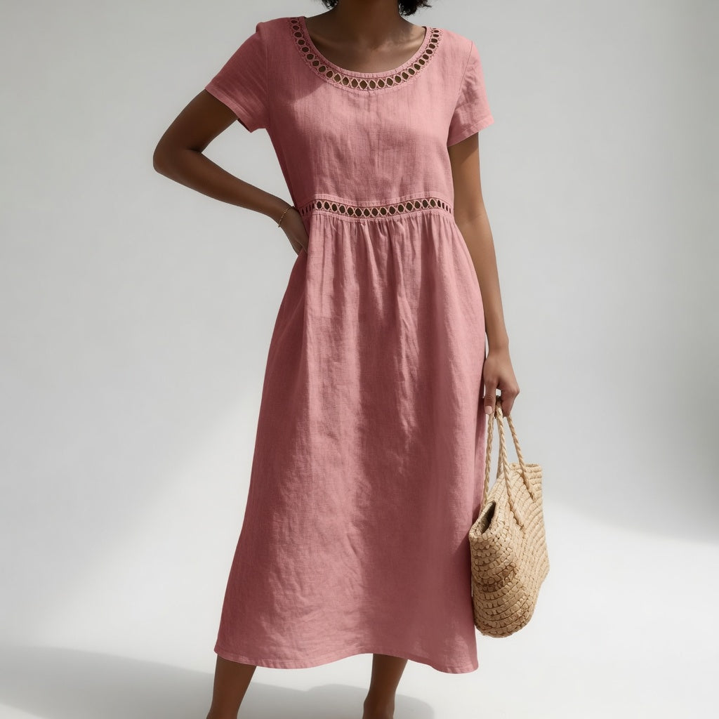 Margery - Abito midi in lino ricamato