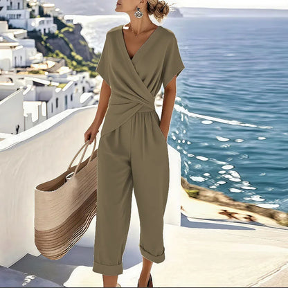Elaria - Completo a due pezzi con pantaloni cropped