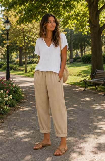Delores - Pantaloni larghi in lino