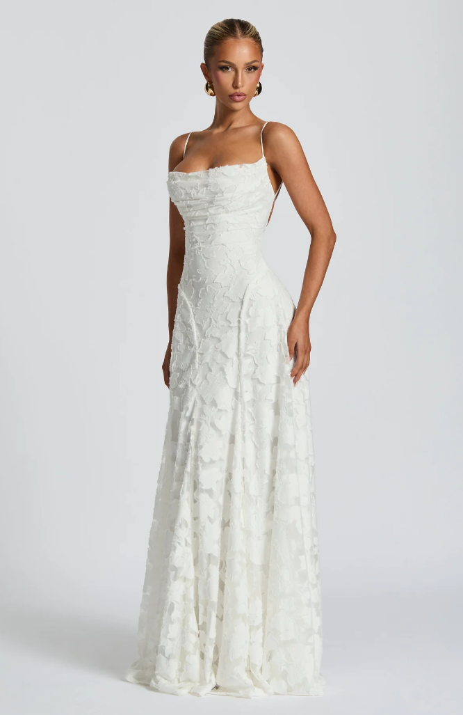 Lysandra - Abito Maxy in Pizzo Scolpito