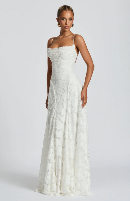 Lysandra - Abito Maxy in Pizzo Scolpito