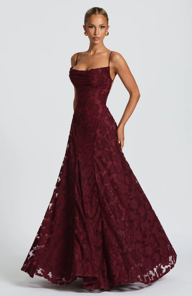 Lysandra - Abito Maxy in Pizzo Scolpito