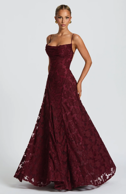 Lysandra - Abito Maxy in Pizzo Scolpito