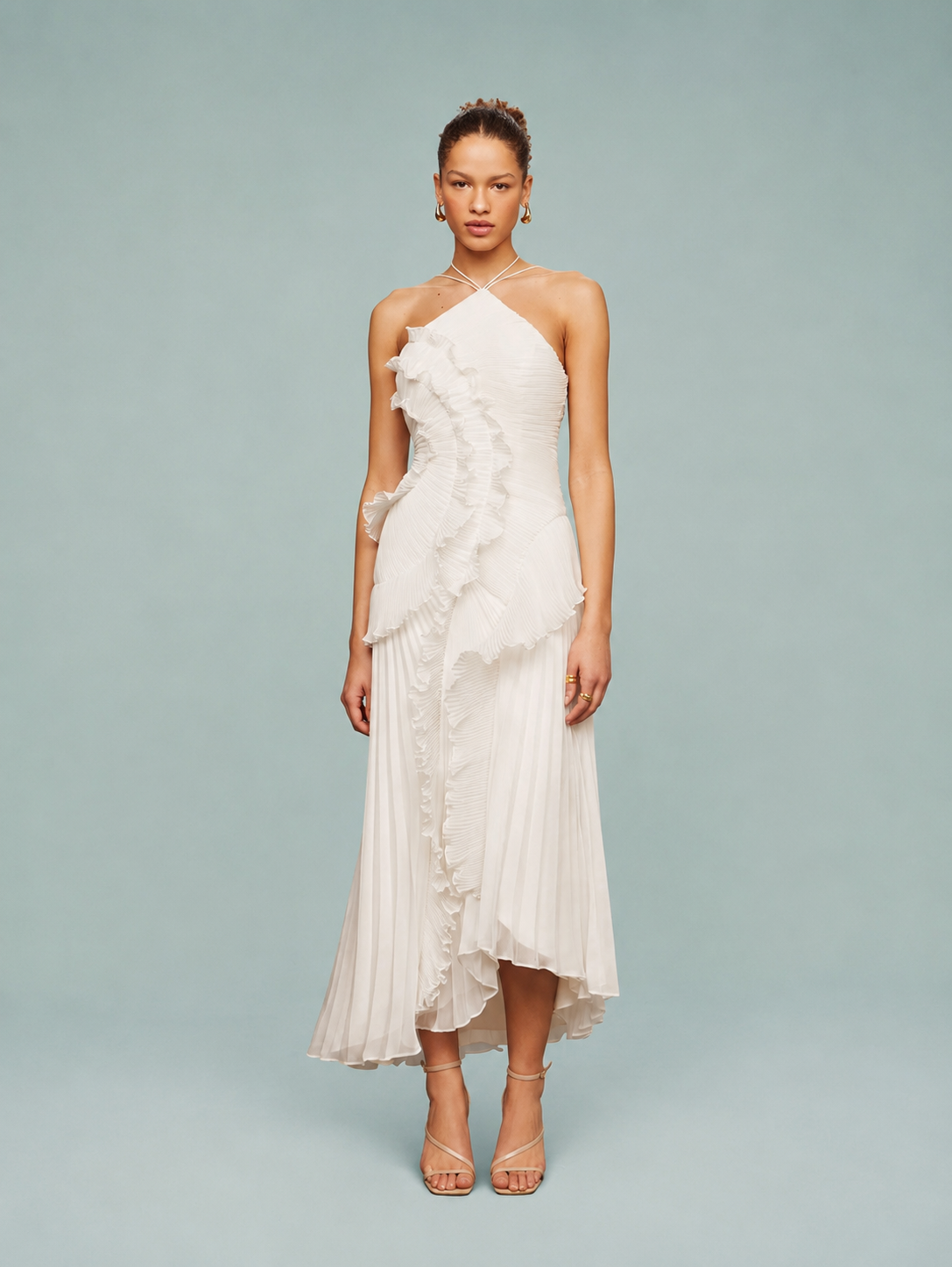 Serelina - Abito Maxi con Scollo a Halter e Rouches