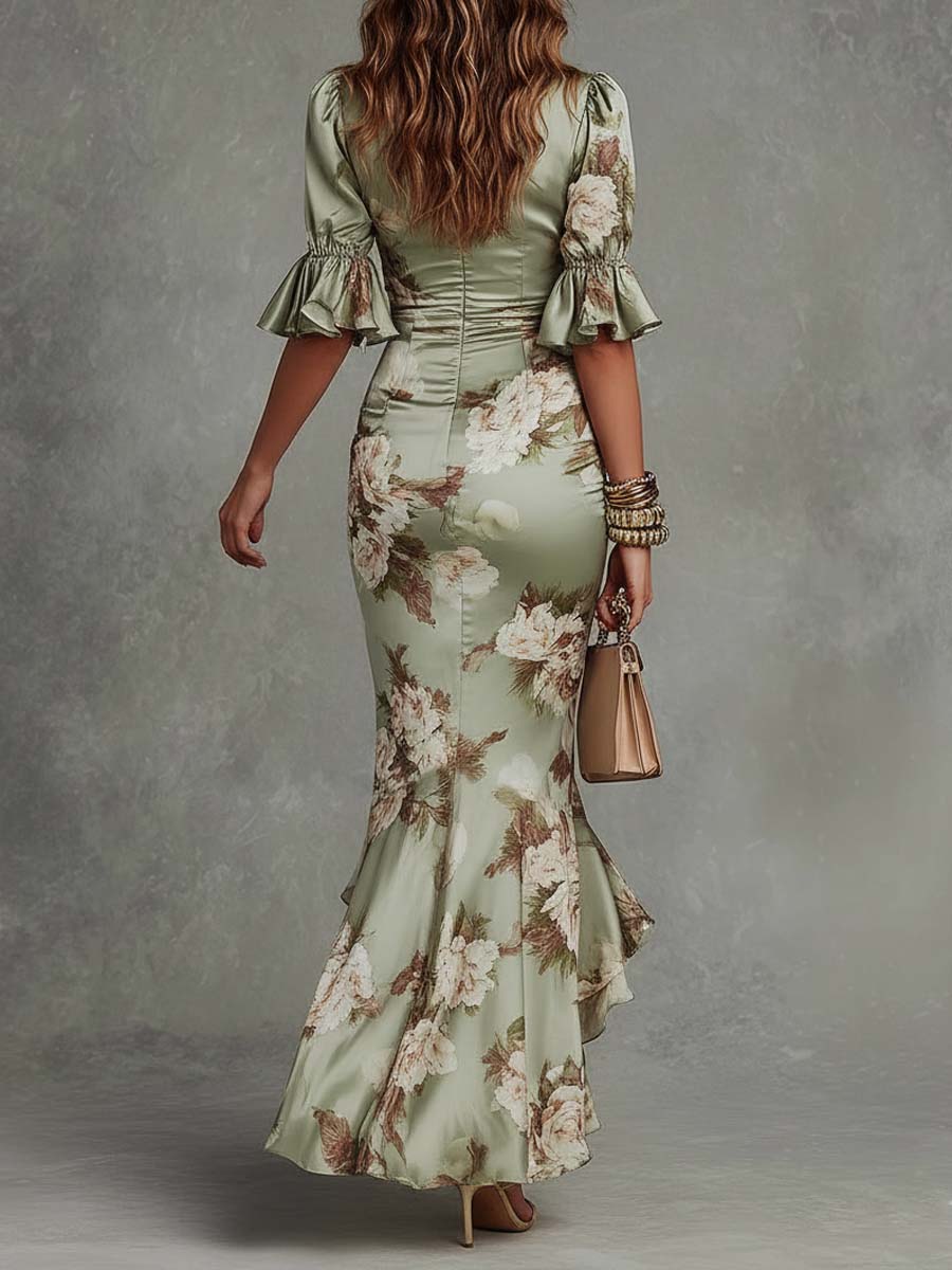 Anastasia - Abito Midi in Satin Floreale