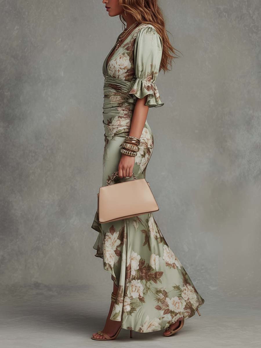 Anastasia - Abito Midi in Satin Floreale