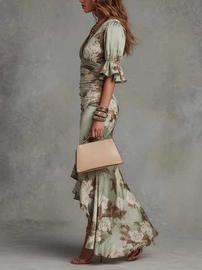 Anastasia - Abito Midi in Satin Floreale