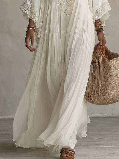 Rosalyn - Abito Maxiblu in Chiffon Color Crema
