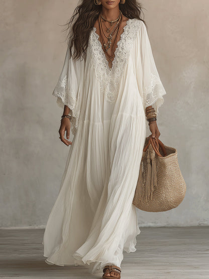 Rosalyn - Abito Maxiblu in Chiffon Color Crema