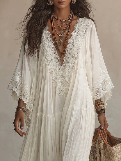 Ondina - Maxidress in Chiffon con Pizzo