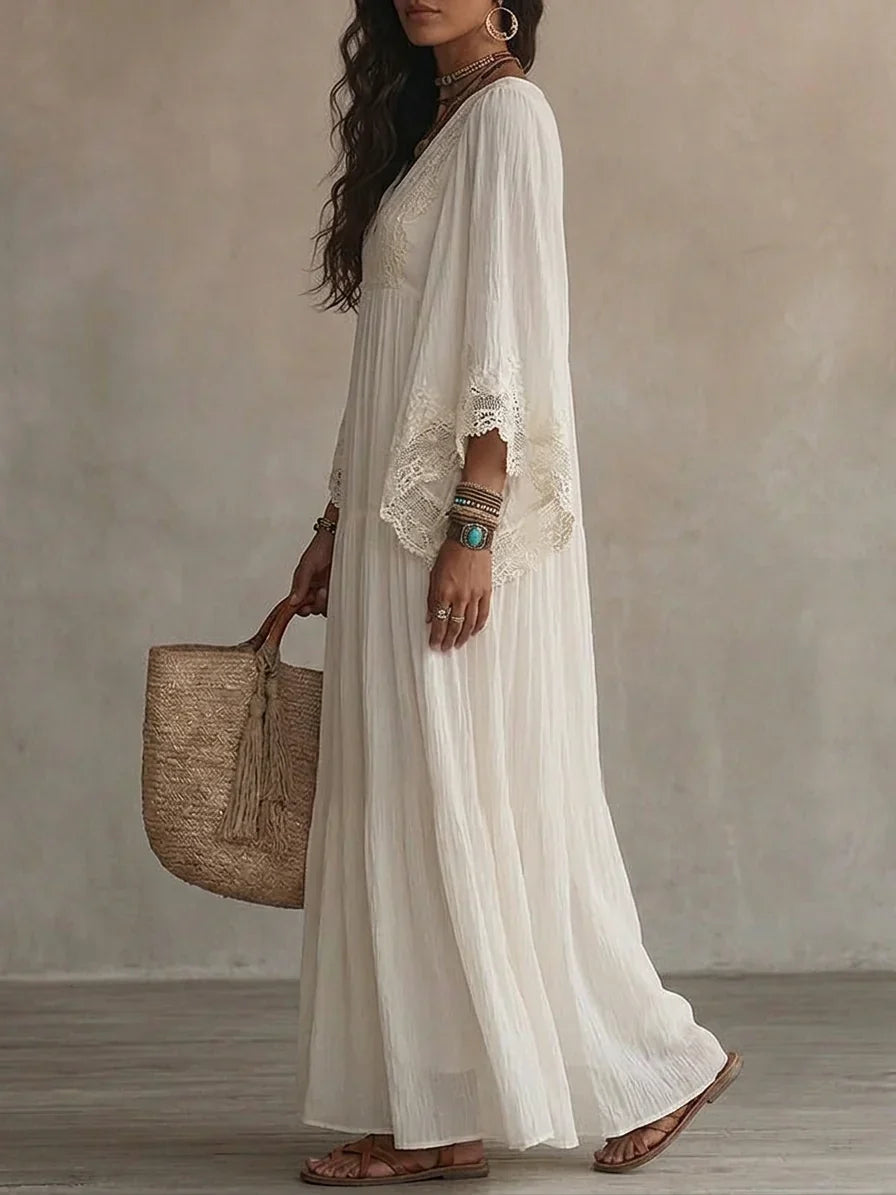 Ondina - Maxidress in Chiffon con Pizzo