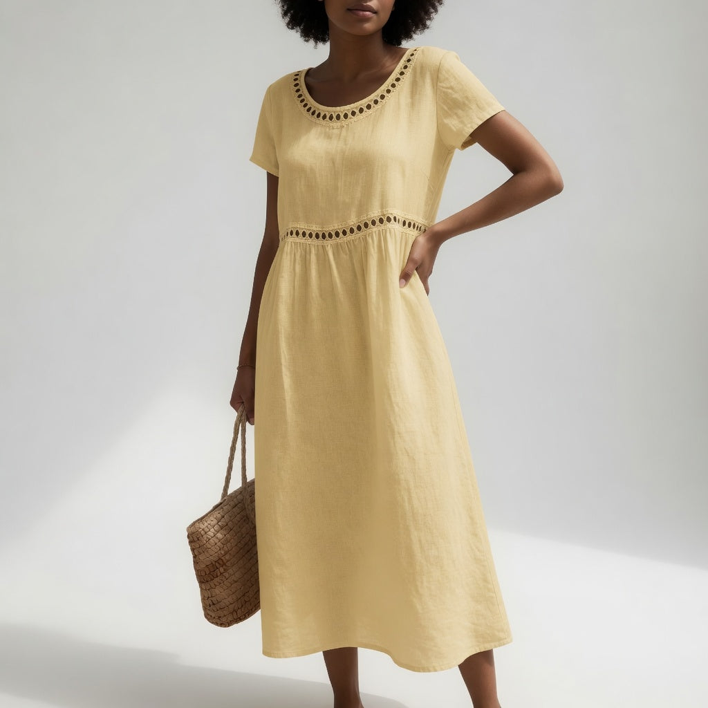 Margery - Abito midi in lino ricamato