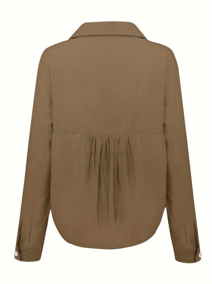 Elowen - Blusa a maniche lunghe con revers e frange