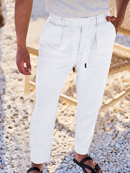Avenor - Pantaloni in lino larghi con cordoncino
