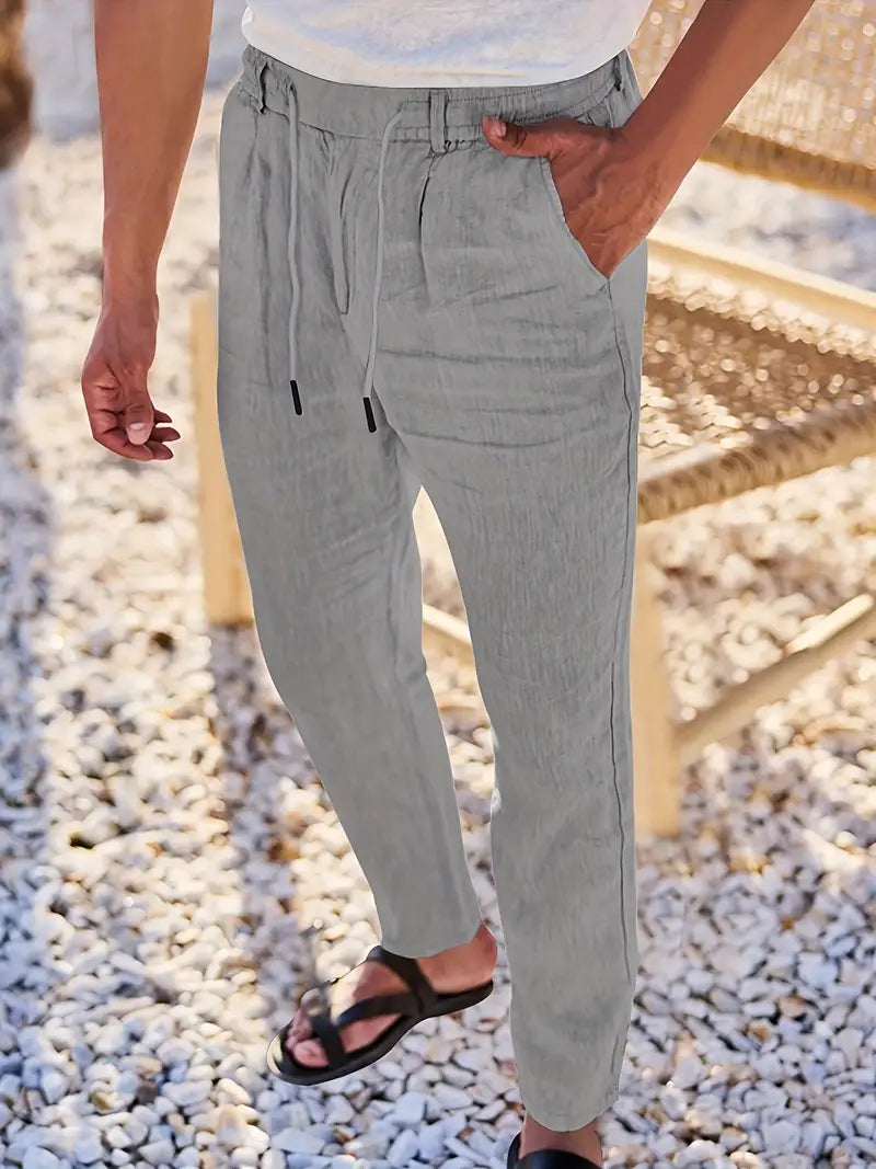 Avenor - Pantaloni in lino larghi con cordoncino