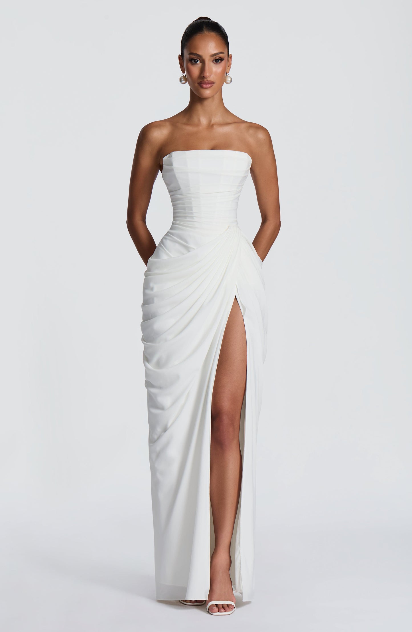 Hannah - Abito maxi drappeggiato con spacco alto