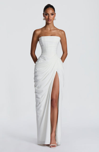 Hannah - Abito maxi drappeggiato con spacco alto