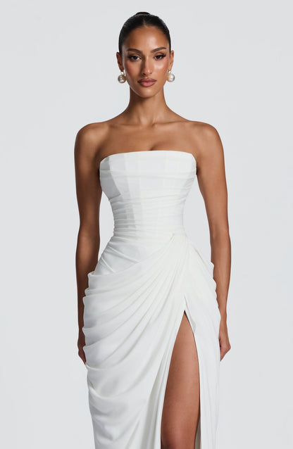 Hannah - Abito maxi drappeggiato con spacco alto
