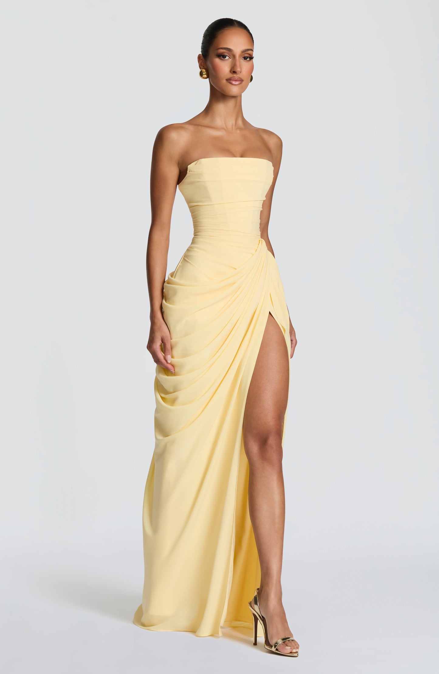 Hannah - Abito maxi drappeggiato con spacco alto
