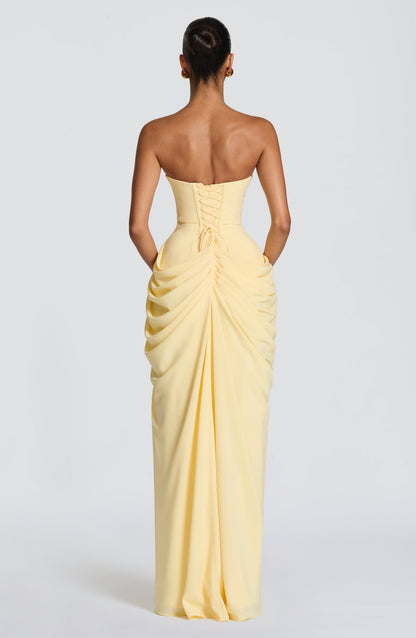 Hannah - Abito maxi drappeggiato con spacco alto