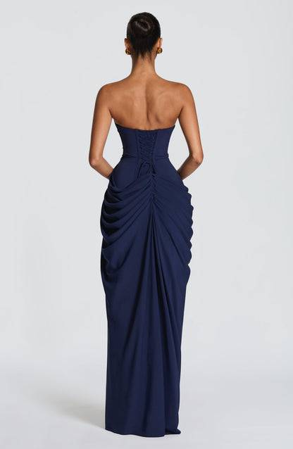 Hannah - Abito maxi drappeggiato con spacco alto