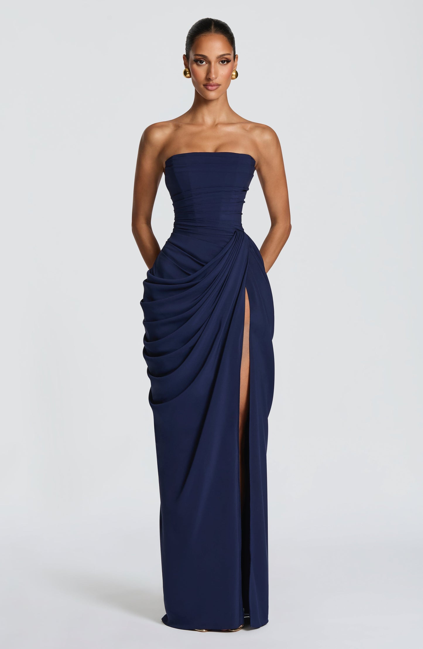 Hannah - Abito maxi drappeggiato con spacco alto