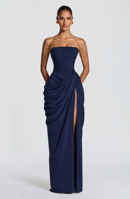 Hannah - Abito maxi drappeggiato con spacco alto