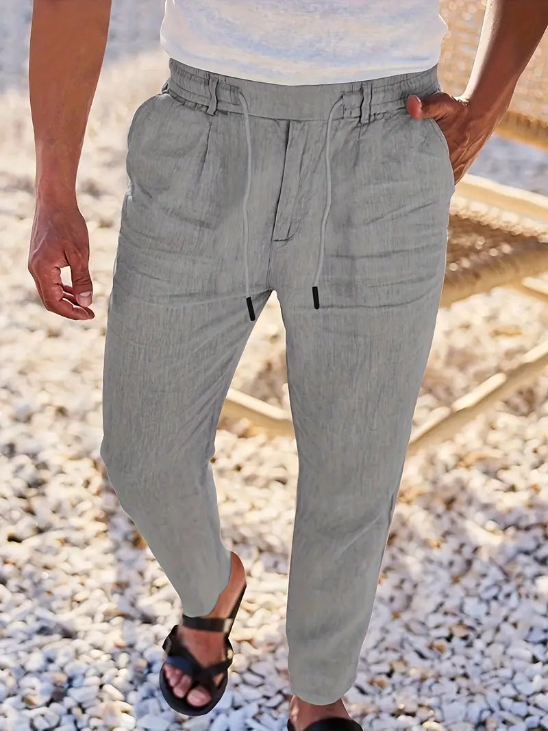 Avenor - Pantaloni in lino larghi con cordoncino
