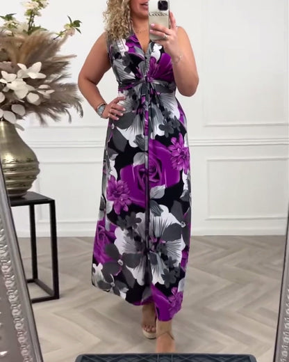 Keri - Abito Maxy Plissettato Floreale