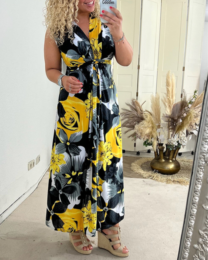 Keri - Abito Maxy Plissettato Floreale