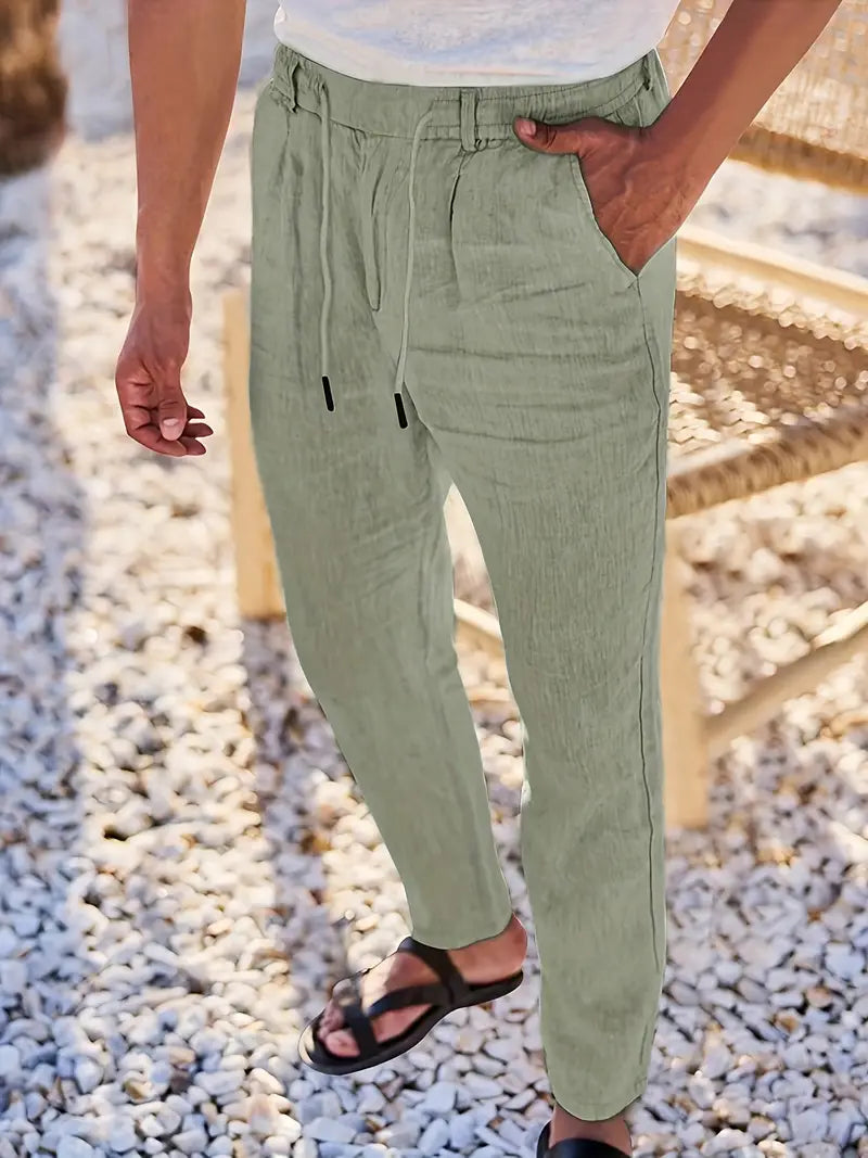 Avenor - Pantaloni in lino larghi con cordoncino