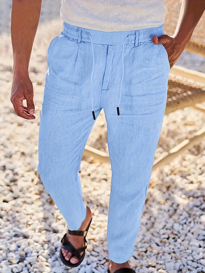 Avenor - Pantaloni in lino larghi con cordoncino