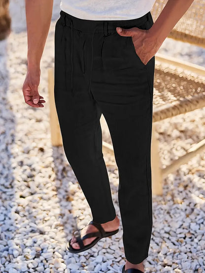 Avenor - Pantaloni in lino larghi con cordoncino